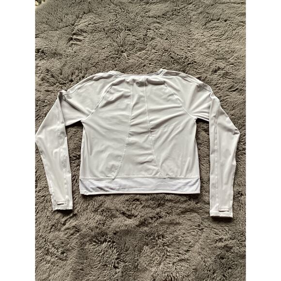 Lululemon Womens Striped Long Sleeve Pullover T-Shirt Light Blue Gray - Picture 7 of 9